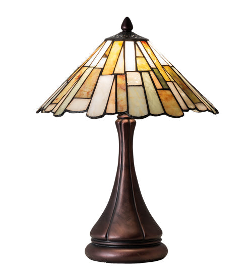 Meyda Lighting Delta 17" Mahogany Bronze Accent Table Lamp With Multi-Colored Jadestone Shade