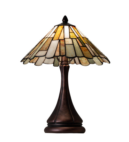 Meyda Lighting Delta 17" Mahogany Bronze Accent Table Lamp With Multi-Colored Jadestone Shade