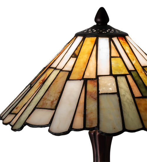 Meyda Lighting Delta 17" Mahogany Bronze Accent Table Lamp With Multi-Colored Jadestone Shade