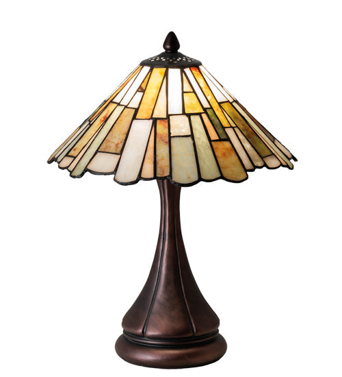 Meyda Lighting Delta 17" Mahogany Bronze Accent Table Lamp With Multi-Colored Jadestone Shade