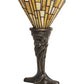 Meyda Lighting Delta 17" Mahogany Bronze Mini Table Lamp With Beige & Honey Amber Jadestone Shade