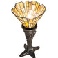 Meyda Lighting Delta 17" Mahogany Bronze Mini Table Lamp With Beige & Honey Amber Jadestone Shade