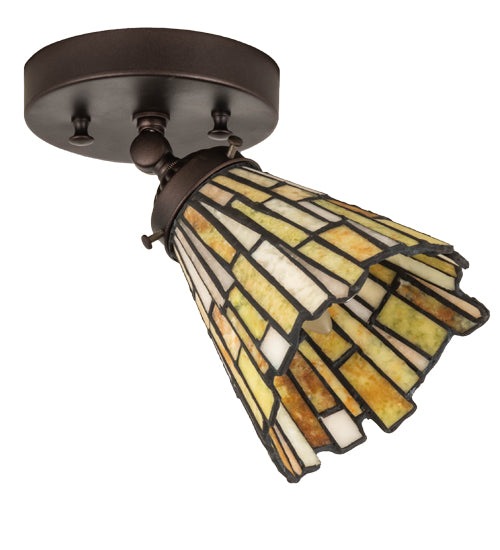 Meyda Lighting Delta 179065 5-10" Mahogany Bronze Flush Mount Light With Multi-Colored Jadestone Shade
