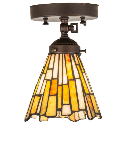 Meyda Lighting Delta 179065 5-10" Mahogany Bronze Flush Mount Light With Multi-Colored Jadestone Shade