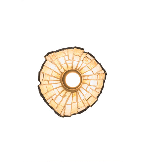 Meyda Lighting Delta 179065 5-10" Mahogany Bronze Flush Mount Light With Multi-Colored Jadestone Shade