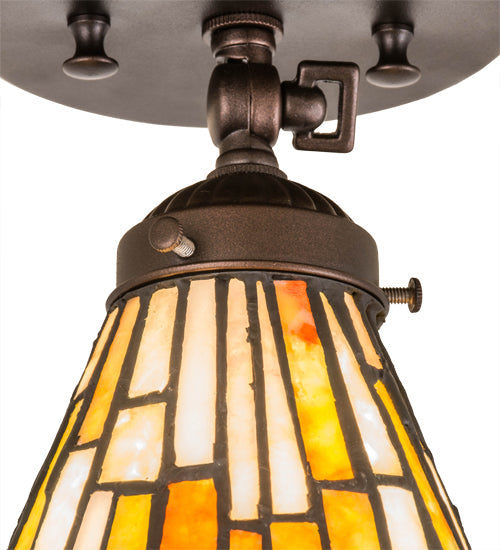 Meyda Lighting Delta 179065 5-10" Mahogany Bronze Flush Mount Light With Multi-Colored Jadestone Shade