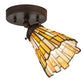 Meyda Lighting Delta 179065 5-10" Mahogany Bronze Flush Mount Light With Multi-Colored Jadestone Shade