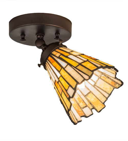 Meyda Lighting Delta 179065 5-10" Mahogany Bronze Flush Mount Light With Multi-Colored Jadestone Shade