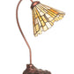 Meyda Lighting Delta 18" Mahogany Bronze Desk Table Lamp With Beige & Honey Amber Jadestone Shade