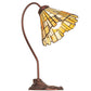 Meyda Lighting Delta 18" Mahogany Bronze Desk Table Lamp With Beige & Honey Amber Jadestone Shade