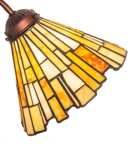Meyda Lighting Delta 18" Mahogany Bronze Desk Table Lamp With Beige & Honey Amber Jadestone Shade