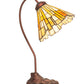 Meyda Lighting Delta 18" Mahogany Bronze Desk Table Lamp With Beige & Honey Amber Jadestone Shade