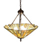 Meyda Lighting Delta 21" 3-Light Mahogany Bronze Inverted Pendant Light With Multi-Colored Jadestone Shade