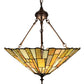 Meyda Lighting Delta 21" 3-Light Mahogany Bronze Inverted Pendant Light With Multi-Colored Jadestone Shade
