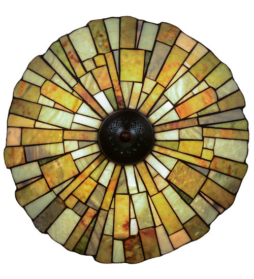 Meyda Lighting Delta 21" 3-Light Mahogany Bronze Inverted Pendant Light With Multi-Colored Jadestone Shade