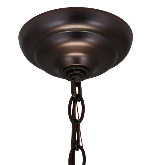 Meyda Lighting Delta 21" 3-Light Mahogany Bronze Inverted Pendant Light With Multi-Colored Jadestone Shade