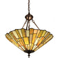 Meyda Lighting Delta 21" 3-Light Mahogany Bronze Inverted Pendant Light With Multi-Colored Jadestone Shade