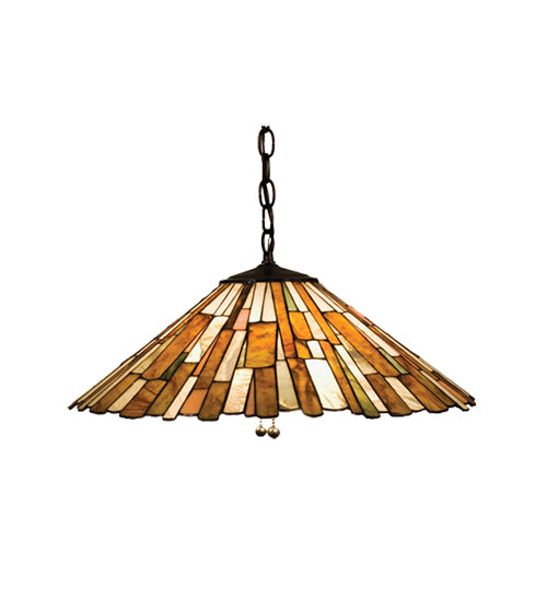 Meyda Lighting Delta 21" 3-Light Mahogany Bronze Pendant Light With Multi-Colored Jadestone Shade