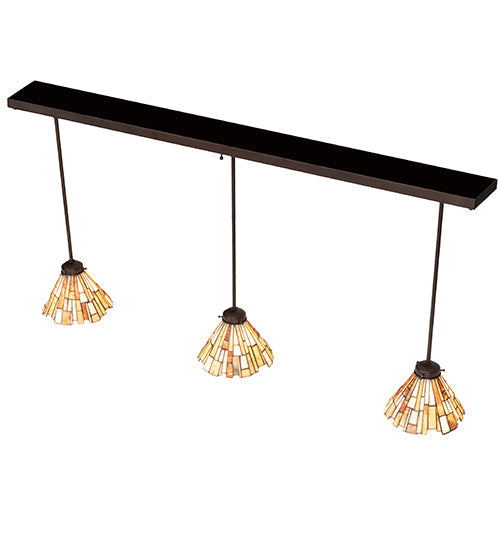 Meyda Lighting Delta 216843 51" 3-Light Mahogany Bronze Island Pendant Light With Multi-Colored Jadestone Shade
