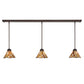 Meyda Lighting Delta 216843 51" 3-Light Mahogany Bronze Island Pendant Light With Multi-Colored Jadestone Shade