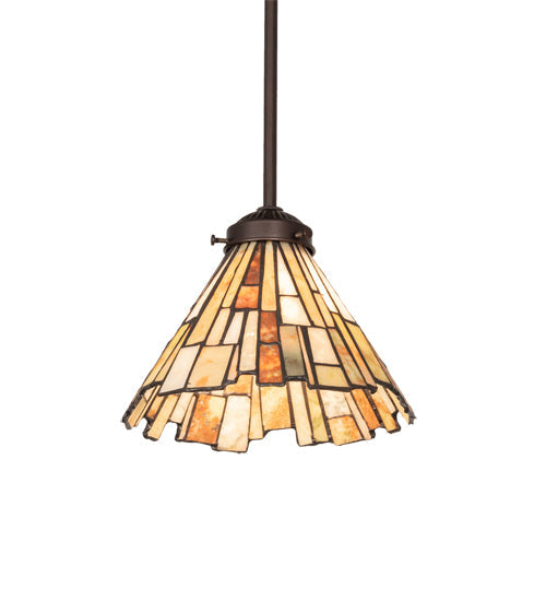 Meyda Lighting Delta 216843 51" 3-Light Mahogany Bronze Island Pendant Light With Multi-Colored Jadestone Shade