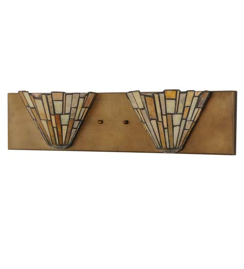 Meyda Lighting Delta 24" 2-Light Antique Copper Vanity Light With Multi-Colored Jadestone Shade