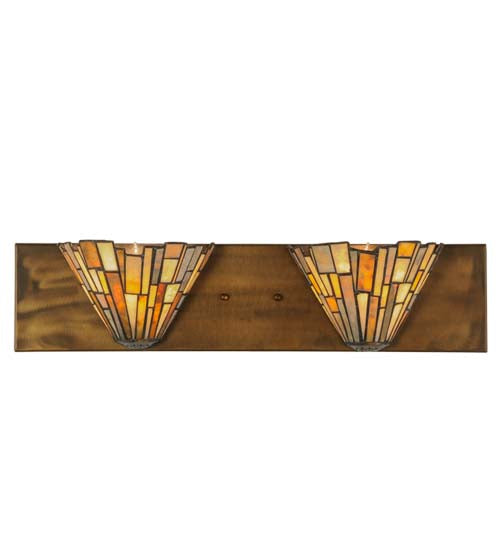 Meyda Lighting Delta 24" 2-Light Antique Copper Vanity Light With Multi-Colored Jadestone Shade