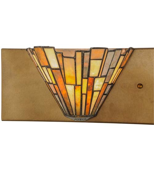 Meyda Lighting Delta 24" 2-Light Antique Copper Vanity Light With Multi-Colored Jadestone Shade