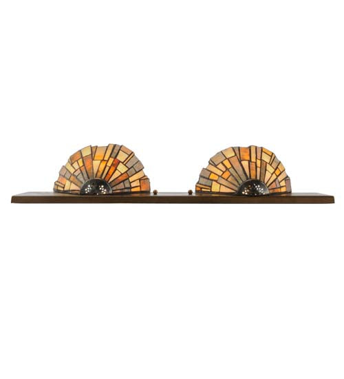 Meyda Lighting Delta 24" 2-Light Antique Copper Vanity Light With Multi-Colored Jadestone Shade