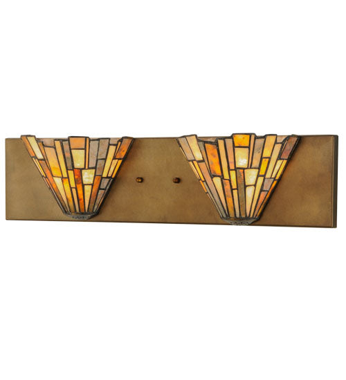 Meyda Lighting Delta 24" 2-Light Antique Copper Vanity Light With Multi-Colored Jadestone Shade