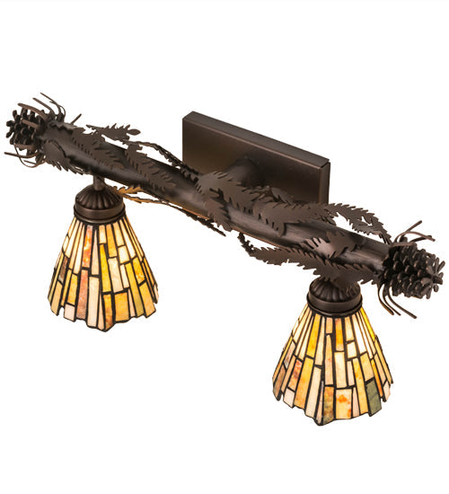 Meyda Lighting Delta 24" 2-Light Mahogany Bronze Vanity Light With Multi-Colored Jadestone Shade