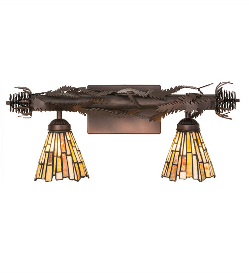 Meyda Lighting Delta 24" 2-Light Mahogany Bronze Vanity Light With Multi-Colored Jadestone Shade