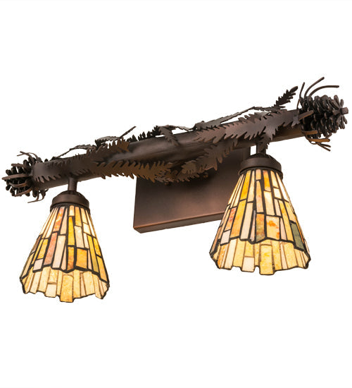 Meyda Lighting Delta 24" 2-Light Mahogany Bronze Vanity Light With Multi-Colored Jadestone Shade