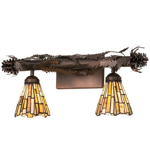 Meyda Lighting Delta 24" 2-Light Mahogany Bronze Vanity Light With Multi-Colored Jadestone Shade