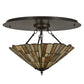 Meyda Lighting Delta 24" 3-Light Timeless Bronze Flush Mount Light With Multi-Colored Jadestone Shade
