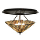 Meyda Lighting Delta 24" 3-Light Timeless Bronze Flush Mount Light With Multi-Colored Jadestone Shade