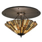 Meyda Lighting Delta 24" 3-Light Timeless Bronze Flush Mount Light With Multi-Colored Jadestone Shade