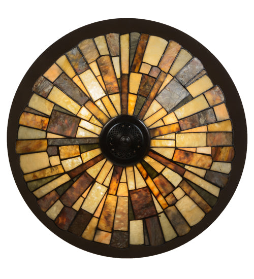 Meyda Lighting Delta 24" 3-Light Timeless Bronze Flush Mount Light With Multi-Colored Jadestone Shade