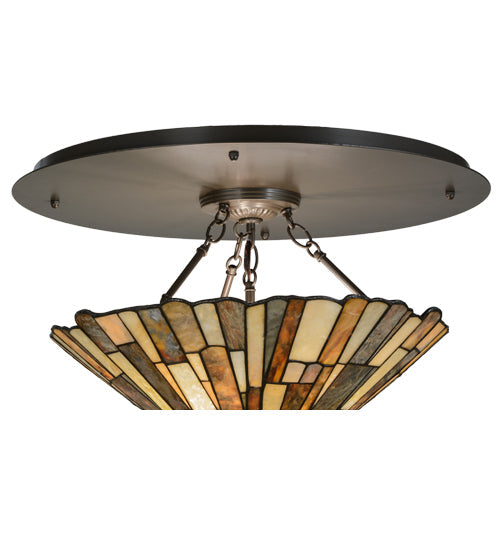 Meyda Lighting Delta 24" 3-Light Timeless Bronze Flush Mount Light With Multi-Colored Jadestone Shade
