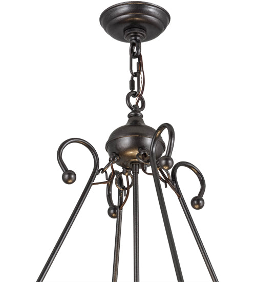 Meyda Lighting Delta 30" 7-Light Cosmic Silver Vein Chandelier With Multi-Colored Jadestone Shade
