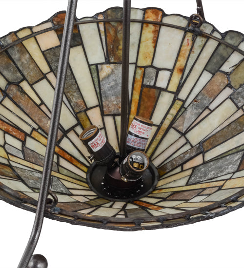Meyda Lighting Delta 30" 7-Light Cosmic Silver Vein Chandelier With Multi-Colored Jadestone Shade