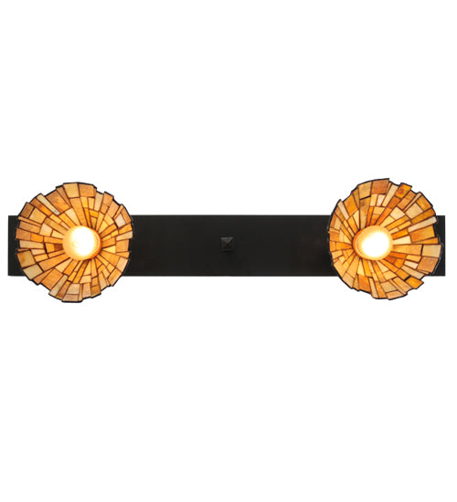 Meyda Lighting Delta 36" 2-Light Craftsman Brown Island Pendant Light With Multi-Colored Jadestone Shade