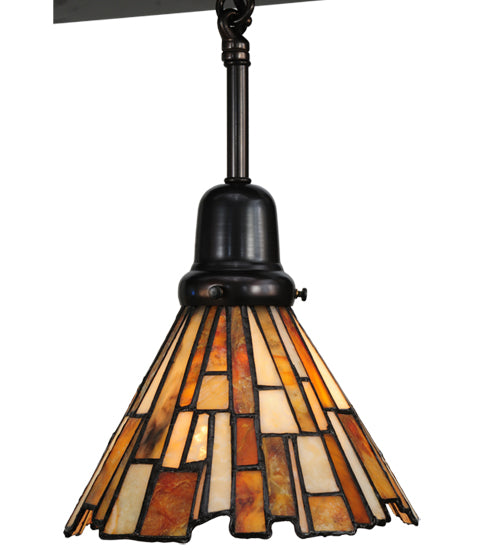 Meyda Lighting Delta 36" 2-Light Craftsman Brown Island Pendant Light With Multi-Colored Jadestone Shade