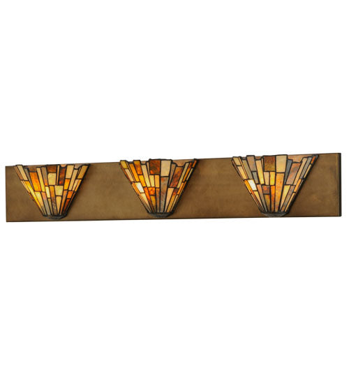 Meyda Lighting Delta 36" 3-Light Antique Copper Vanity Light With Jadestone Shade Glass