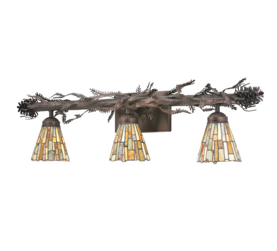 Meyda Lighting Delta 36" 3-Light Mahogany Bronze Vanity Light With Chocolate Jadestone Shade