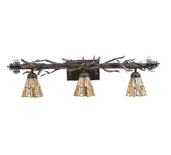 Meyda Lighting Delta 36" 3-Light Mahogany Bronze Vanity Light With Chocolate Jadestone Shade