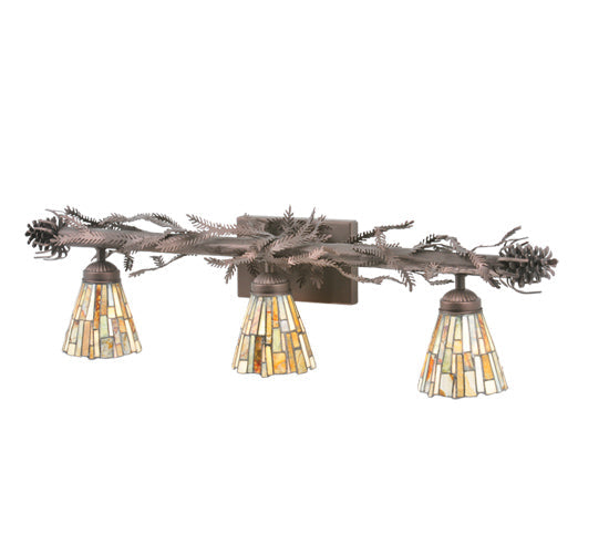 Meyda Lighting Delta 36" 3-Light Mahogany Bronze Vanity Light With Chocolate Jadestone Shade