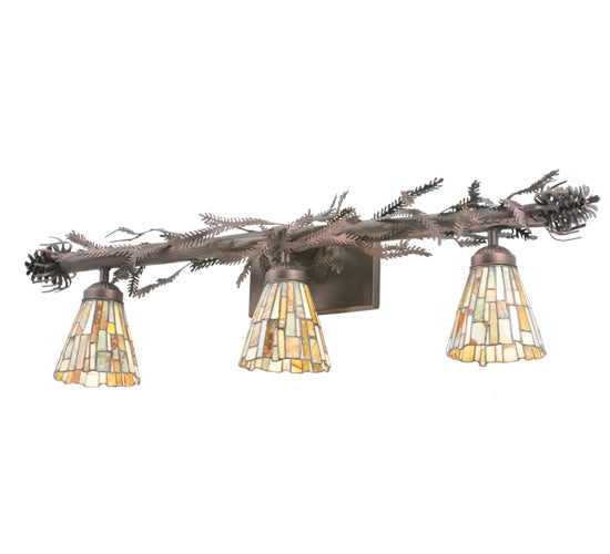 Meyda Lighting Delta 36" 3-Light Mahogany Bronze Vanity Light With Chocolate Jadestone Shade