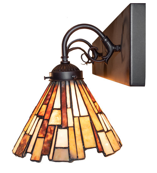 Meyda Lighting Delta 36" 3-Light Mahogany Bronze Vanity Light With Multi-Colored Jadestone Shade
