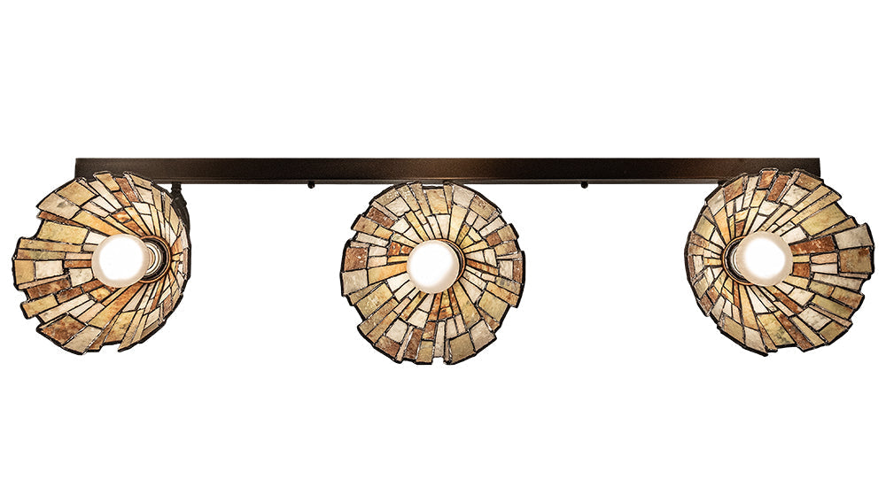 Meyda Lighting Delta 36" 3-Light Mahogany Bronze Vanity Light With Multi-Colored Jadestone Shade